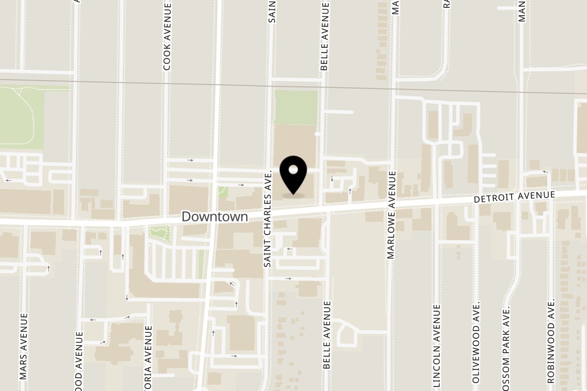 Map showing the location of Forage Public House on 14600 Detroit Ave in Cleveland